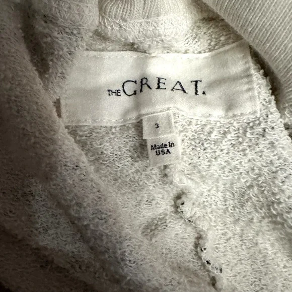 The Great. The Cropped Washed White Folk Print Sweatpants Sz 2/Lg